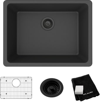 Elkay Quartz Classic ELGU2522MB0C - Elkay Quartz Classic® Single Bowl Undermount Kitchen Sink Kit with 535° F Heat Safe