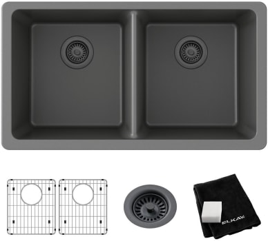 Elkay Quartz Classic ELGU3322GT0C - Elkay Quartz Classic® Equal Double Bowl Undermount Sink Kitchen Kit with Accessories
