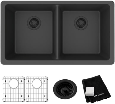 Elkay Quartz Classic ELGU3322MB0C - Elkay Quartz Classic® Equal Double Bowl Undermount Kitchen Sink Kit with Accessories