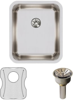 Elkay Gourmet Perfect Drain Collection Lustertone Collection ELUH1316PDBG - Lustertone® Classic Stainless Steel Single Bowl Undermount Sink Kit with Perfect Drain®
