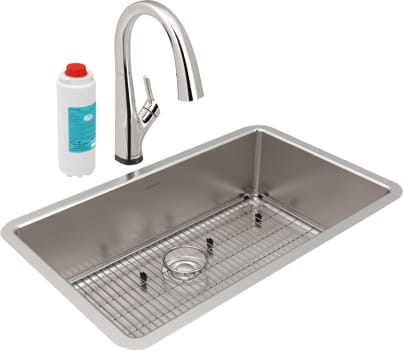 Elkay Lustertone Collection ELUH3017TFLC - Lustertone Iconix Single Bowl Undermount Sink Kit with Filtered Faucet