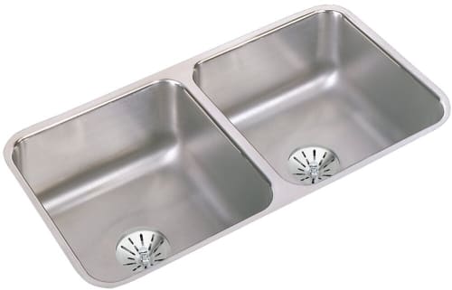 Elkay Lustertone Collection ELUH3116PD - Elkay Lustertone® Classic Stainless Steel Double Bowl Undermount Kitchen Sink with Perfect Drain®