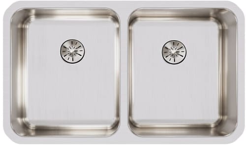 Elkay Gourmet Perfect Drain Collection Lustertone Collection ELUH3118PD - Elkay Lustertone® Classic Stainless Steel Double Bowl Undermount Kitchen Sink with Perfect Drain®