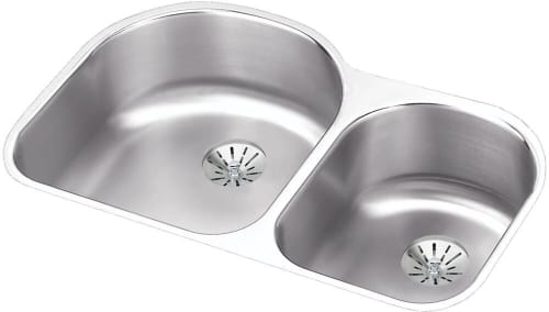 Elkay Lustertone Collection ELUH3119RPD - Elkay Lustertone® Classic Stainless Steel Double Bowl Undermount Kitchen Sink with Perfect Drain®