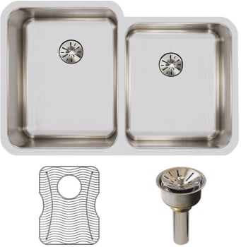 Elkay Gourmet Perfect Drain Collection Lustertone Collection ELUH3120RPDBG - Elkay Lustertone® Classic Stainless Steel Double Bowl Undermount Kitchen Sink with Perfect Drain®