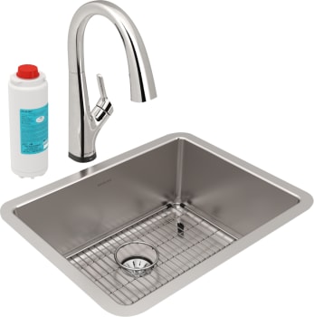 Elkay Lustertone Collection ELUHH2115TPDFLC - Lustertone Iconix Single Bowl Undermount Sink Kit with Filtered Faucet