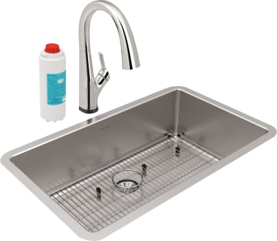 Elkay Lustertone Collection ELUHH3017TPDFLC - Lustertone Iconix Single Bowl Undermount Sink Kit with Filtered Faucet