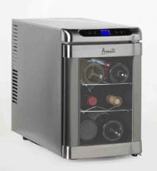 Avanti Ewc6ss 11 Inch Thermo Electric Wine Cooler With 6 Bottle Capacity 2 Shelves And Auto Defrost
