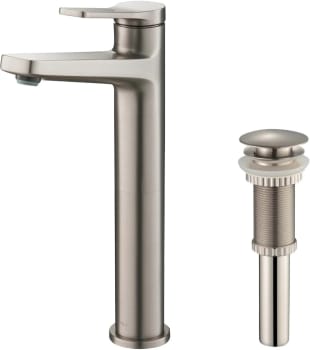 Kraus Indy™ Series KVF1400SFSPU10SN - Single Handle Vessel Bathroom Faucet in Spot Free Stainless Steel in Matching Pop-Up Drain
