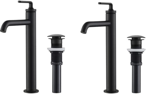 Kraus Ramus Series KVF1220MB2PK - Single Handle Vessel Bathroom Faucet with Pop-Up Drain in Matte Black (2-Pack)