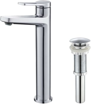 Kraus Indy™ Series KVF1400CHPU10CH - Single Handle Vessel Bathroom Faucet with Matching Pop-Up Drain in Chrome
