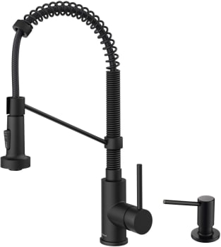 Kraus Bolden Series KPF1610MBKSD43MB - Commercial Style Pull-Down Single Handle 18" Kitchen Faucet in Matte Black with Soap Dispenser
