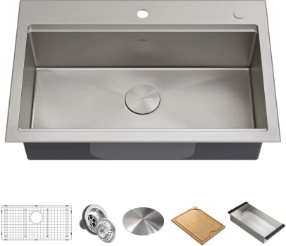 Kraus KWT30032 - 32 Inch Kore™ Workstation Undermount Single Bowl Kitchen Sink with 5-Piece Chef's Kit