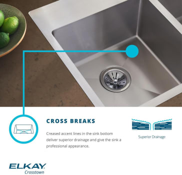 Elkay Crosstown Collection ECTSRS33229TBG0 - 18 Gauge Stainless Steel Single Bowl Dual Mount Kitchen Sink Cross Breaks Feature