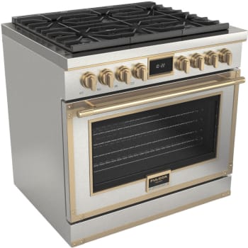 Fulgor Milano EVOQUE 400 Series F4EDF366BR1SS - 36 Inch Freestanding Dual Fuel Range with 6 Sealed Brass Burners