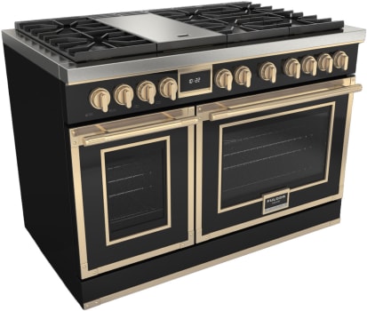 Fulgor Milano EVOQUE 400 Series F4EDF486GBR1BK - 48 Inch Freestanding Dual Fuel Range with 6 Sealed Brass Burners