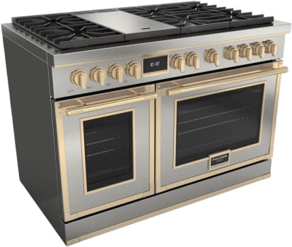 Fulgor Milano EVOQUE 400 Series F4EDF486GBR1SS - 48 Inch Freestanding Dual Fuel Range with 6 Sealed Brass Burners