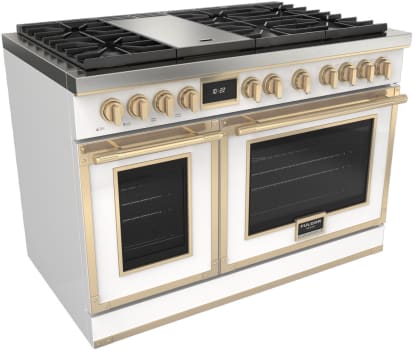 Fulgor Milano EVOQUE 400 Series F4EDF486GBR1WH - 48 Inch Freestanding Dual Fuel Range with 6 Sealed Brass Burners