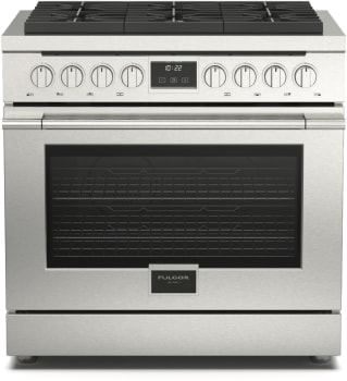 Fulgor Milano F4PGR366S2 36" Accento Gas Range, 6 Alum Burner, Stainless, Silent Oven Ignition