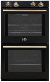 Forno Vomero FBOEL132430BLK - Vomero 30-Inch Double Wall Oven, Black, 10 cu.ft Total Capacity, 7100W Convection, Mechanical Controls, Manuel Steam Clean