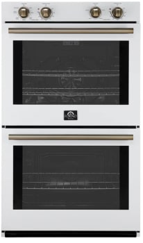 Forno Vomero FBOEL132430WHT - Vomero 30-Inch Double Wall Oven, White, 10 cu.ft Total Capacity, 7100W Convection, Mechanical Controls, Manuel Steam Clean