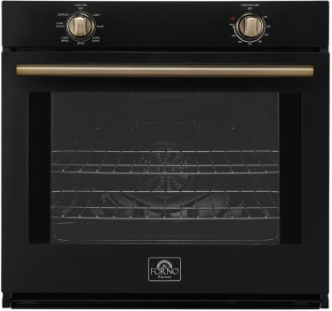 Forno Vomero FBOEL137030BLK - Vomero 30-Inch Wall Oven, Black, 5 cu.ft Capacity, 3550 Watts Convection, Mechanical Controls, Manuel Steam Clean
