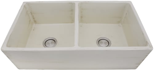 Nantucket Sinks Vineyard Collection FCFS3318DSHABBYSTRAW - 33 Inch Double Bowl Farmhouse Kitchen Sink with Fireclay Construction