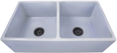 Nantucket Sinks Vineyard Collection FCFS3318DSHABBYSUGAR - 33 Inch Double Bowl Farmhouse Kitchen Sink with Fireclay Construction