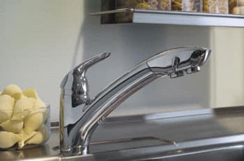 Franke Ff3080 Single Lever Pull Out Sprayhead Faucet With Ergonomic Handling Satin Nickel