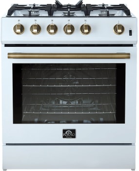 Forno Espresso Leonardo FFSGS111630WHT - Leonardo 30 Inch Slide-In Gas Range in Front View