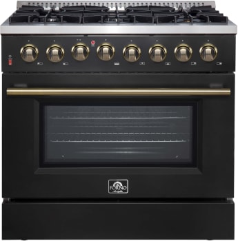 Forno Galiano FFSGS615636BLK - Galiano 36-Inch Dual Fuel Range Stainless Steel, 6 Burners, 5.36 cu. ft. True Convection Oven