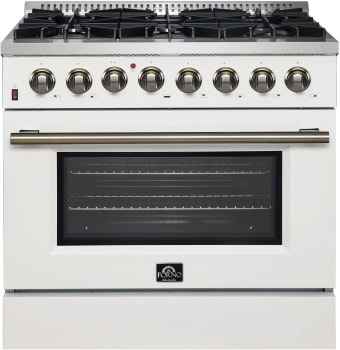 Forno Galiano FFSGS615636WHT - Galiano 36-Inch Dual Fuel Range Stainless Steel, 6 Burners, 5.36 cu. ft. True Convection Oven