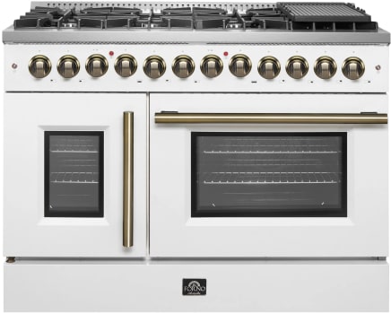Forno Galiano FFSGS635648WHT - Galiano 48-Inch French Door Dual Fuel Range, 8 Sealed Burners in Front View