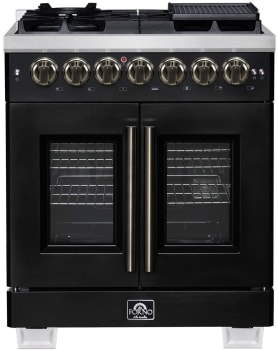 Forno Capriasca FFSGS638730BLK - Capriasca 30-Inch Freestanding French Door Dual Fuel Range