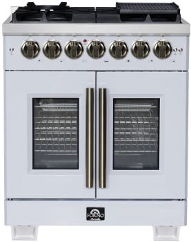 Forno Capriasca FFSGS638730WHT - Capriasca 30-Inch Freestanding French Door Dual Fuel Range