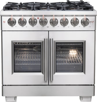 Forno Capriasca FFSGS638736 - 36 Inch Freestanding French Door Dual Fuel Range in Front View