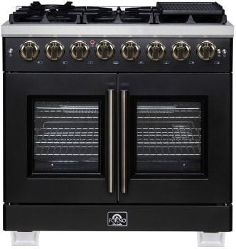 Forno Capriasca FFSGS638736BLK - Capriasca 36-Inch Freestanding French Door Dual Fuel Range