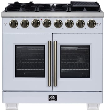 Forno Capriasca FFSGS638736WHT - Capriasca 36-Inch Freestanding French Door Dual Fuel Range