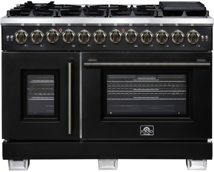 Forno Capriasca FFSGS638748BLK - Forno Capriasca 48-Inch Freestanding French Door Dual Fuel Range