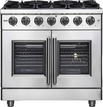 Forno Massimo FFSGS643936 - Massimo 36 Inch Freestanding French Door Gas Range in Front View