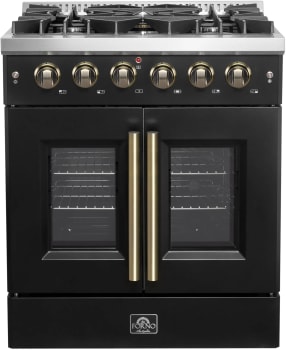 Forno Galiano FFSGS644430BLK - Galiano 30″ Freestanding French Door Gas Range in Front View