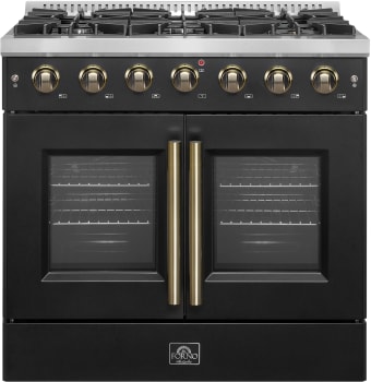 Forno Galiano FFSGS644436BLK - Galiano 36″ Freestanding French Door Gas Range in Front View