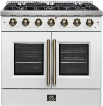 Forno Galiano FFSGS644436WHT - Galiano 36″ Freestanding French Door Gas Range in Front View