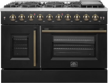 Forno Galiano FFSGS644448BLK - Galiano 48″ Freestanding French Door Gas Range in Front View