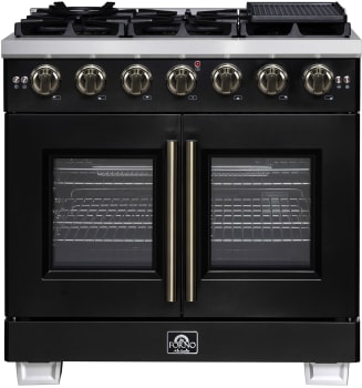 Forno Capriasca FFSGS646036BLK - Capriasca 36-Inch Freestanding French Door Gas Range