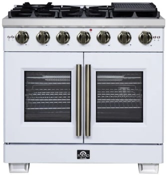 Forno Capriasca FFSGS646036WHT - Capriasca 36-Inch Freestanding French Door Gas Range