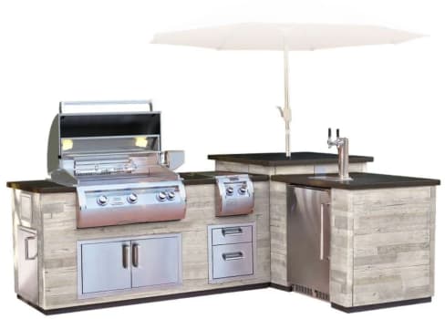 Fire Magic IL660SPR116BA - Silver Pine L- Shaped Reclaimed Wood Island with Refrigerator Cut-out