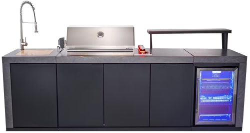 Forno FODKT2544BLK - Outdoor Kitchen w/ BBQ, Beverage Center, Sink in Front View