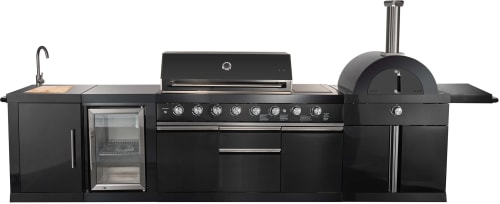 Forno FODKT2551BLK - 145 Inch Freestanding Bbq Grill with 87,600 BTU BBQ Stainless-Steel Burners