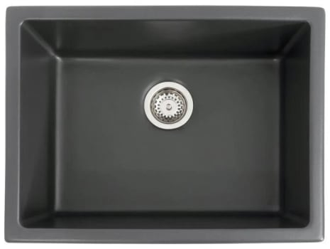 ZLINE FRC5123CL24 - 4-Inch Rome Dual Mount Single Bowl Fireclay Kitchen Sink with Bottom Grid in Charcoal